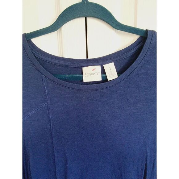 Chico's Zenergy 1 Navy Blue 3/4 Sleeve Sweatshirt Athleisure Medium Angle Top - Picture 5 of 7